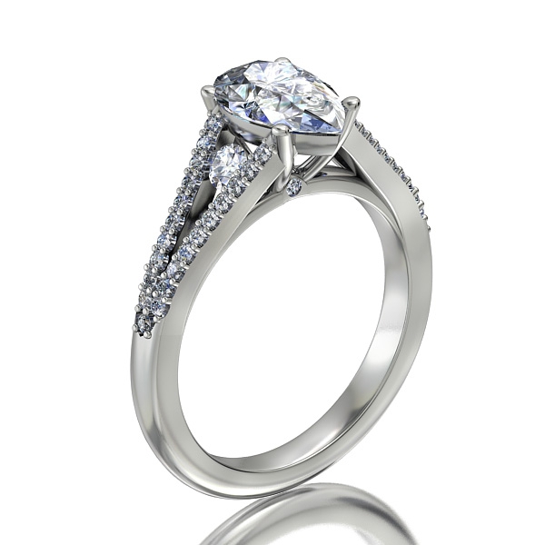 AH Reisener Pear Diamond Ring in Platinum 950 AU